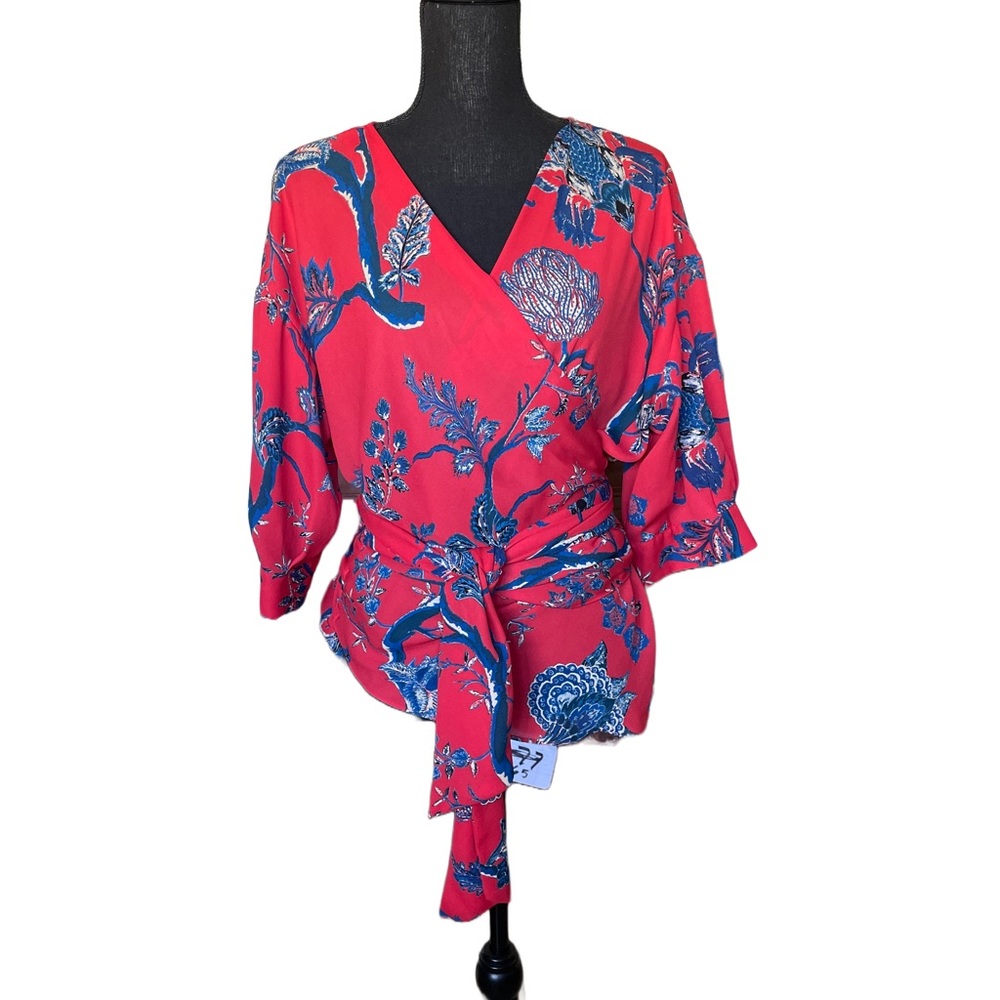 Violet And Claire Size Large Red Kimono Tunic Blouse